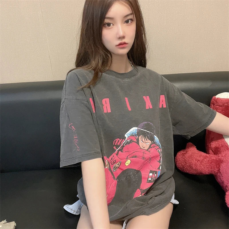 Vaporwave Aesthetic print tee – 2024 Summer New High Street Graphic T Shirts Men Japanese Vi