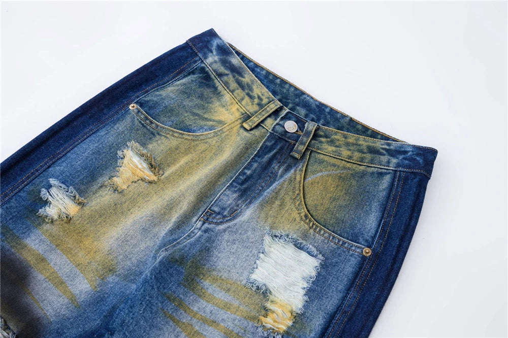 2024 hip hop ripped jeans y2k american style destroyed hole baggy denim pants wash vintage retro jean hipster unique jeans style 5478
