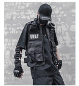 streetwear jacket featuring hip hop sleeveless vests adjustment cargo waistcoat with pockets zipper military jacket fashion streetwear mens tactical vests design – premium quality jacket for men