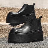 Increase Chelsea Men's Streetwear Fashion Thick Soled Platform Leather Casual Shoes Luxury Designer Boots Shoe for Men
