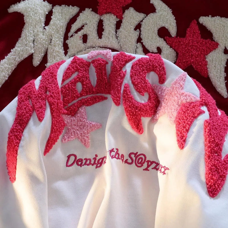 Vaporwave Aesthetic print tee – Cartoon 3D Letter Flocking Embroidery Hip Hop T Shirts Unise