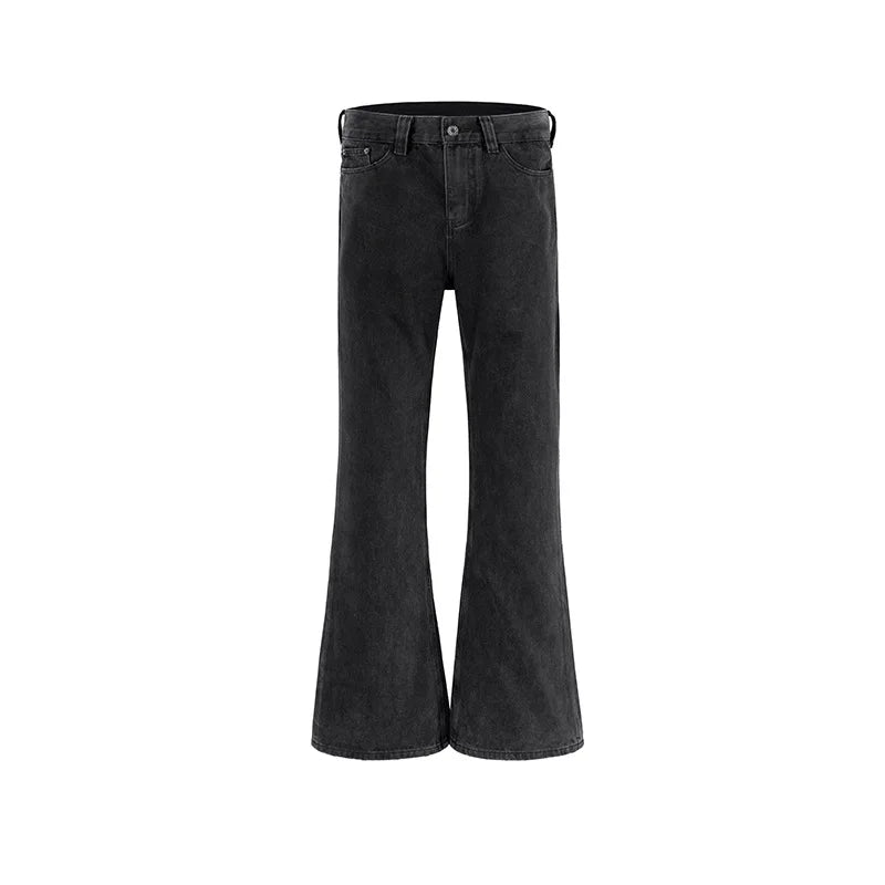 american ro black washed frayed flared jean high street trend personality vintage slim fit flare denim pants cleanfit distressed unique jeans style 45