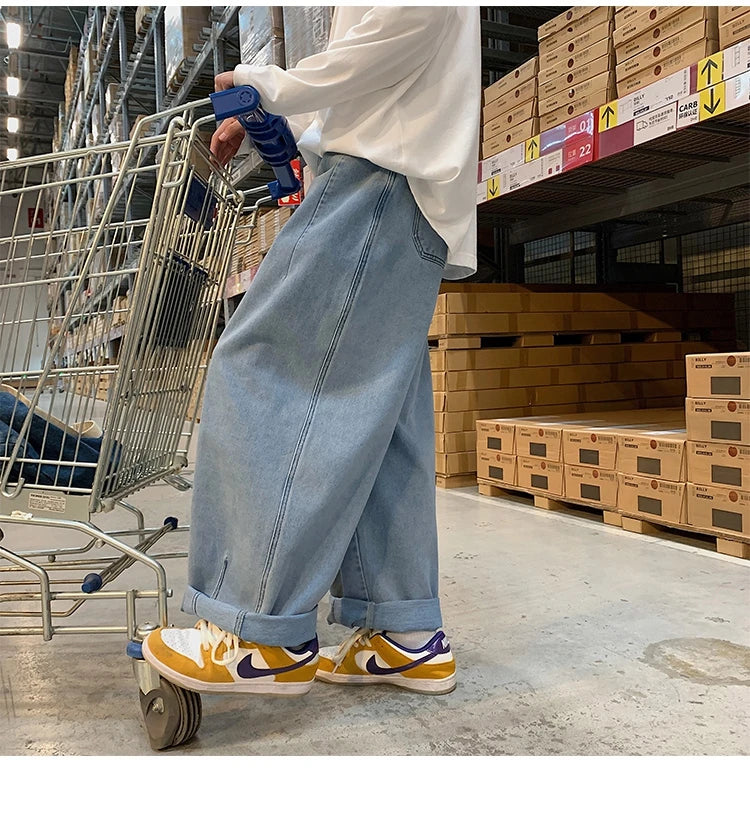men wide leg jeans loose straight baggy denim pant mens womens streetwear skateboard pants oversized hip hop casual trousers unique jeans style 1101