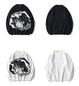 fashion knitted sweater autumn winter o neck anime characters pullover streetwear unisex casual loose sweaters jumper knitwears streetwear fashion hoodie, oversized graphic print design, aesthetic street look hoodie