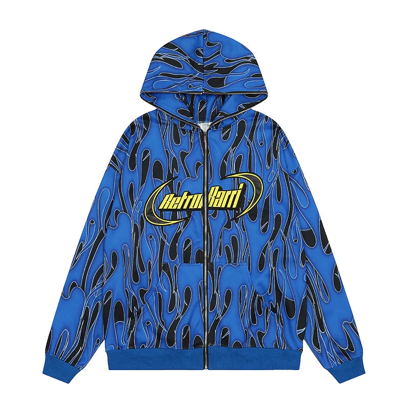 vaporwave tribal flames featuring mens harajuku fire printed hoodies unisex hip hop y2k full zipper sweatshirt streetwear casual hooded warm loose tops hoodies