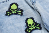 skull embroidery patchwork ripped denim jean pants fashion biker straight trousers streetwear hip hop joggers pant men clothing unique joggers style 2387