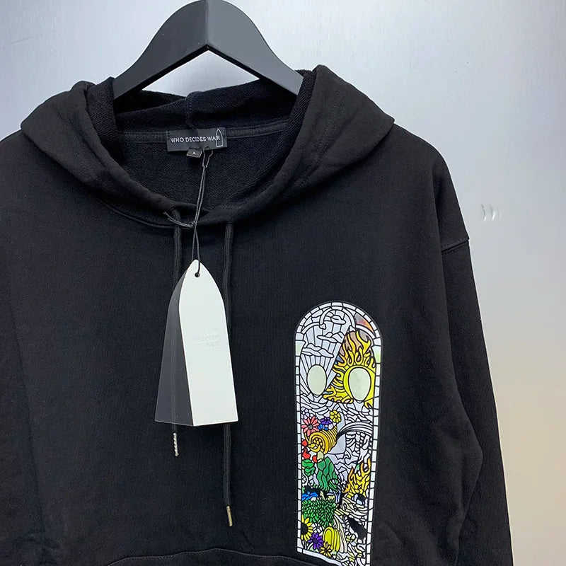 Black Who Decides War Hoodies Chaopai Vintage Heavyweight Men Woman Ov