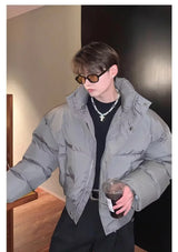 Simplicity Stand Collar Mens Parkas Heavy Winter Thicken Casual Short Cotton Jacket Warm Fashion Coats Male Streetwear New
