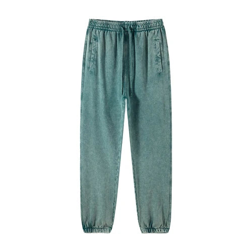 high street dark distressed vintage baggy joggers pants ins versatile drawstring sports pants men washing wax dyeing sweatpants unique joggers style 3181