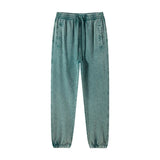 high street dark distressed vintage baggy joggers pants ins versatile drawstring sports pants men washing wax dyeing sweatpants unique joggers style 3181