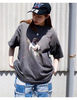 90s Summer Vintage Style Pentagram printed washed vintage Retro Quality short sleeved T-shirt Tops For Men