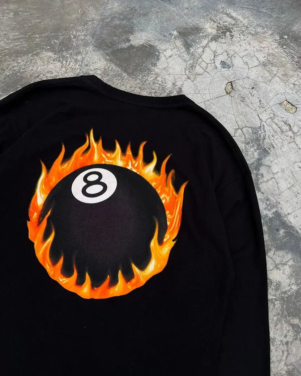 Glitchcore Chrome logo – Harajuku Fashion Extra Large Warm Black 8 Fireball Gothic Pu