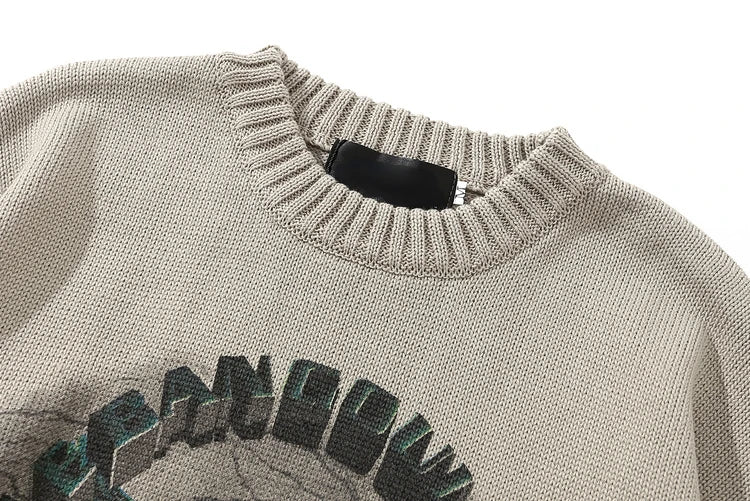 leather varsity streetwear knit with bold stitching, fall/winter pullover for urban outfits, men’s streetwear clothing piece 
