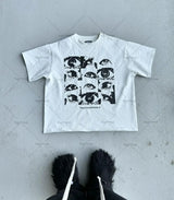 2024 Y2k Harajuku Retro Oversized Short Sleeve Men Letter Cartoon Print T-Shirt High Street Trendy Versatile Clothing Women
