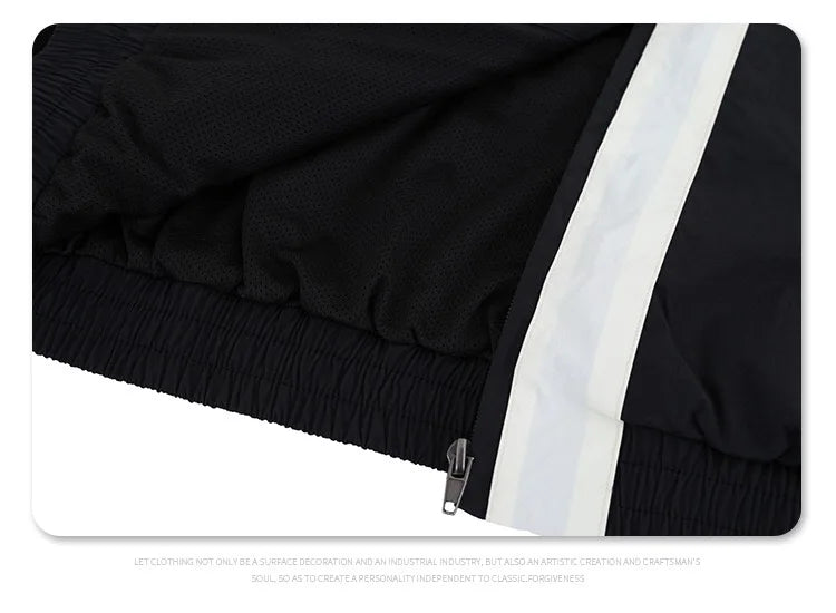 Black Techwear Zip Jacket with Stand Collar – Urban Street Fit