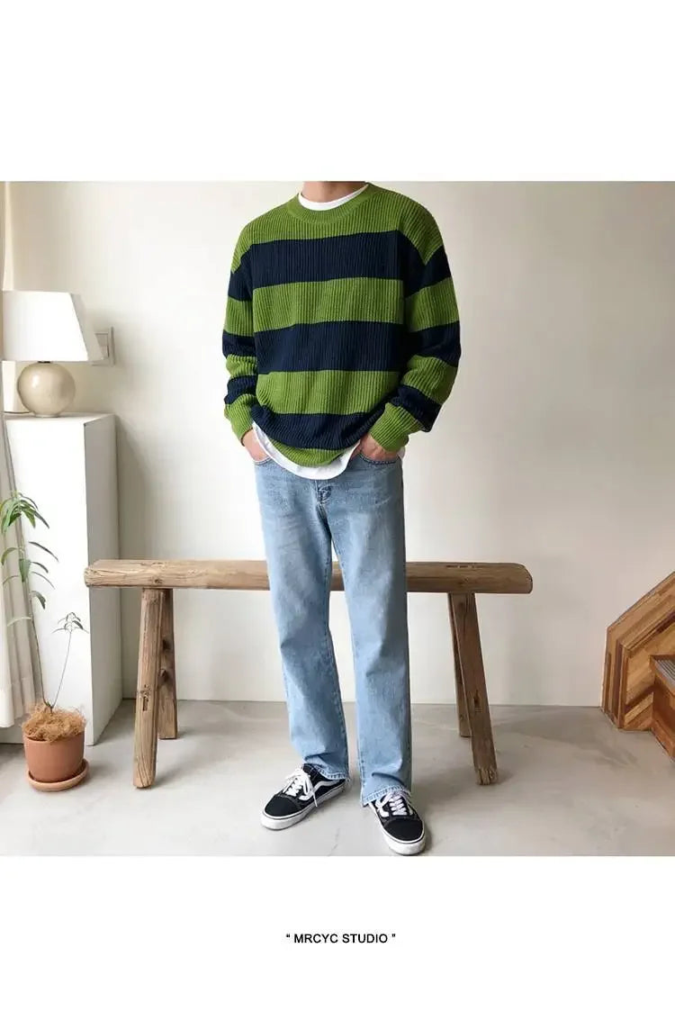 grunge knit pullover for fall and winter, oversized aesthetic with urban style, mens fashion layer for modern streetwear coll