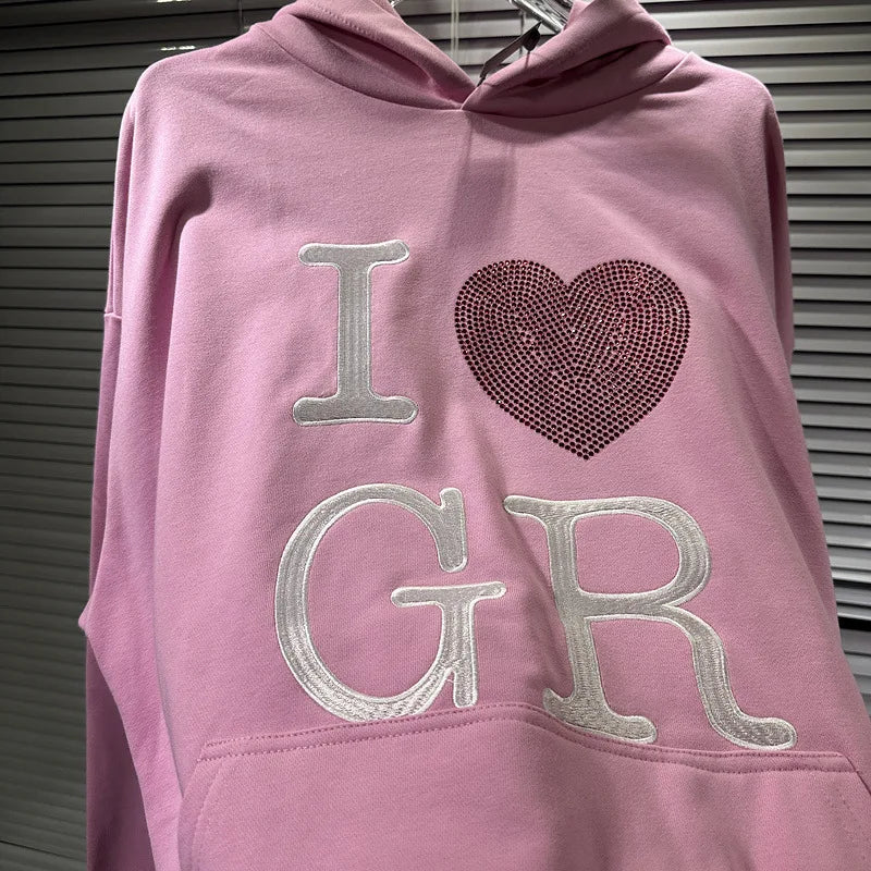 New Luxury 2023 From Rhinestones Pullover Hoodies Hoody Hooded Sweatsh