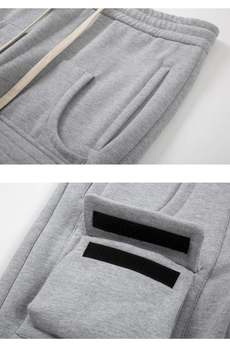 mens high street loose fit elastic waist pants winter warm fleece pants bottons hip hop drawstring sportwear sweatpants joggers unique joggers style 3063