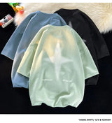 Gothic Men's Tshirts Foaming Printing Fashion Loose Tops High Street Youth Short Sleeve Man Women Unisex Tee Shirt