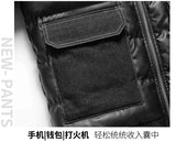Winter new men's cotton thickened jacket slim stand-up collar splicing PU leather large pocket cotton-padded coat men