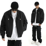 mens soild color jacket and coat casual zipper bomber jackets with pocket high street cargo outerwear short homme men clothin - variant style 08abff for streetwear fashion