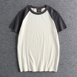 Glitchcore Anime panel – Summer Short Sleeved Mens New Retro Stitching Contrast Color