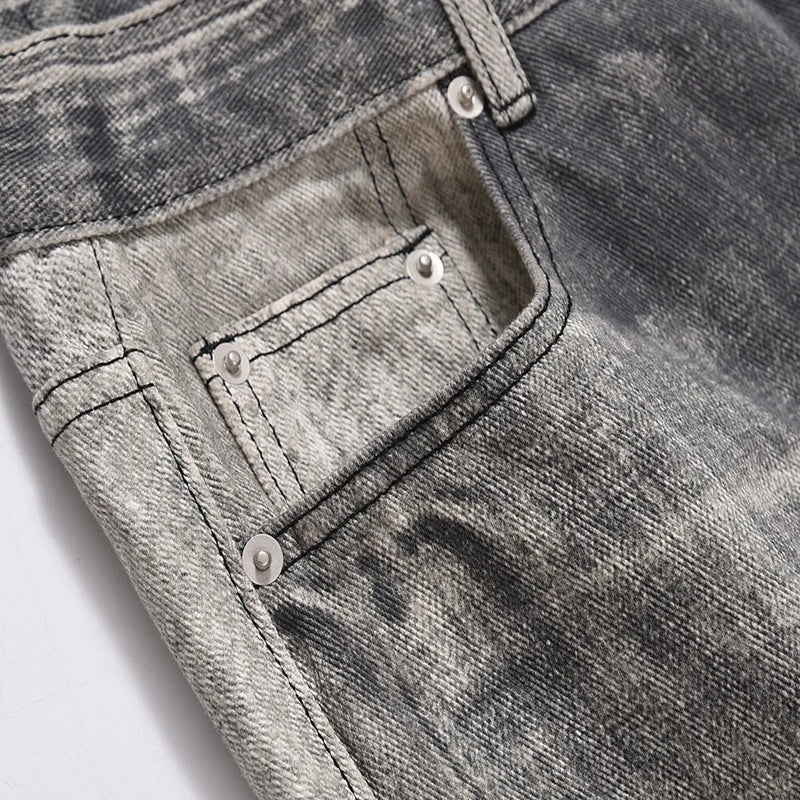 frog drift american style nostalgia vintage washable pure cotton loose zipper straight jeans long pants trousers for men women unique jeans style 1340