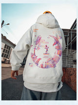High Street Graffiti Graphic Hoodie Mens Loose Fleece Hoodies Harajuku