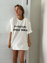 Personalized street American retro simple letter printed cotton short-sleeved loose and versatile niche casual trendy brand tops
