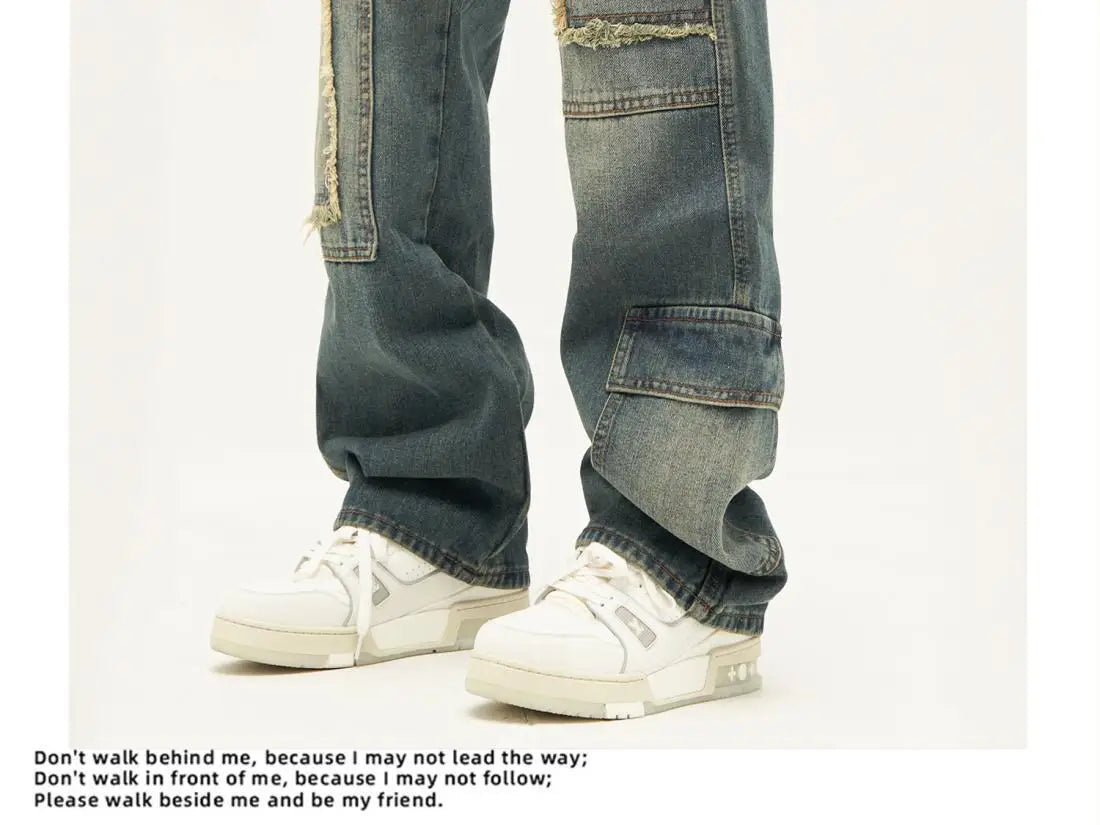 american high street trendy men and women trendy personalized straight tube washed jeans couple loose retro casual pants y2k unique jeans style 18