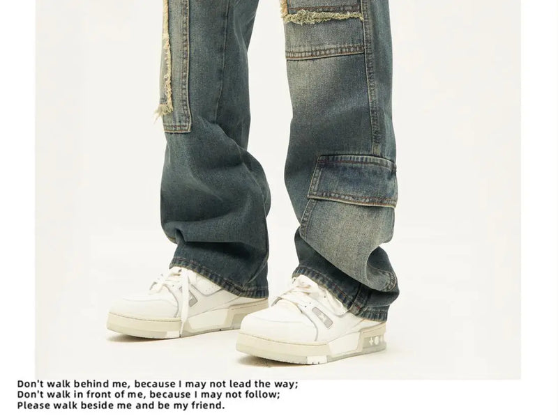 american high street trendy men and women trendy personalized straight tube washed jeans couple loose retro casual pants y2k unique jeans style 18