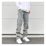 side long zipper open denim jeans mens elastic waist straight biker trousers jeans fashion streetwear hip hop jean pants joggers unique joggers style 2547