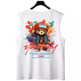 Vaporwave Angelcore design – New Hip Hop Fashion Graffiti Bear Print Tank Tops Mens Cloth