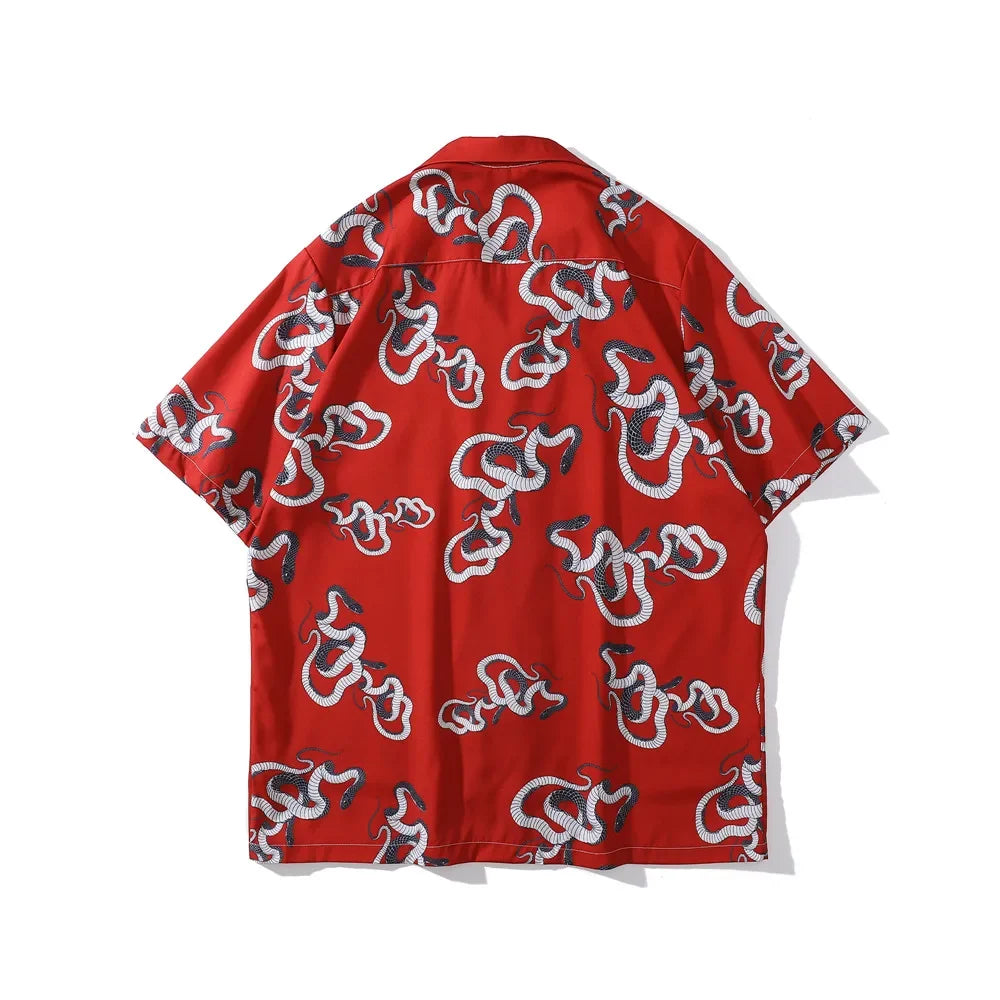 Dark Icon Snake Men's Shirt Short Sleeve Summer Vintage Polo Shirt Holiday Beach Shirts Man