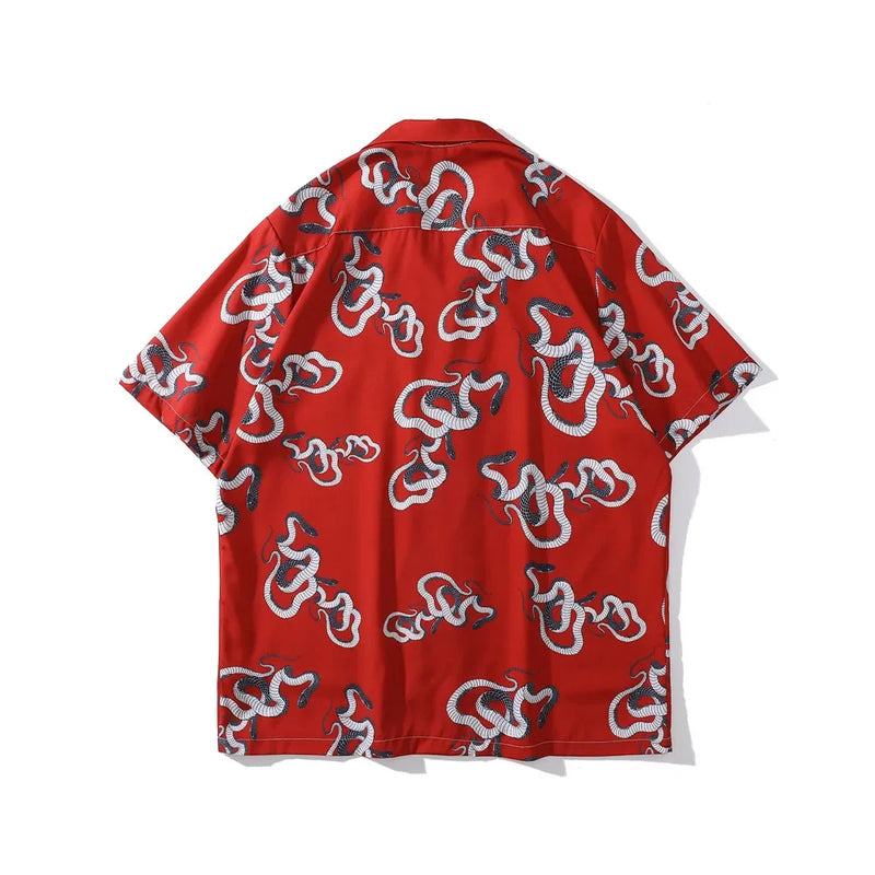 Dark Icon Snake Men's Shirt Short Sleeve Summer Vintage Polo Shirt Holiday Beach Shirts Man