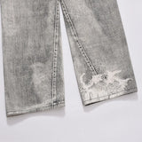 frog drift american style nostalgia vintage washable pure cotton loose zipper straight jeans long pants trousers for men women unique jeans style 1344