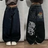 american y2k new fashion pattern embroidery clearance spot jeans women street hip hop joker straight wide leg pants couple jeans unique jeans style 3008