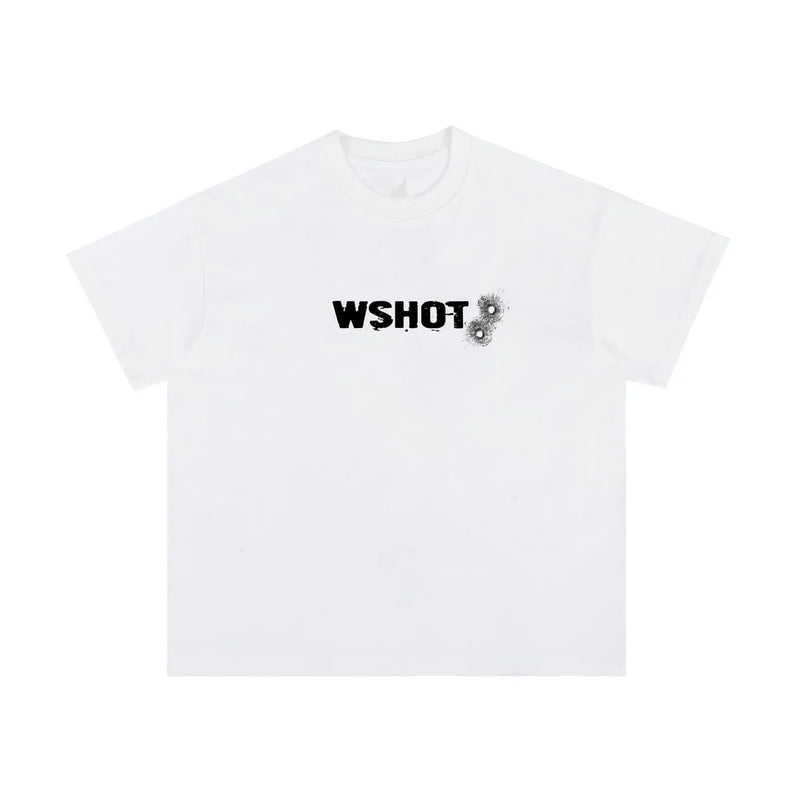Cloud fade tee with digital text and vintage visuals