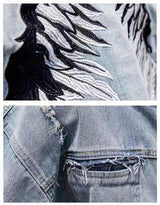 back wing embroidery denim jacket coat mens fashion hip hop harajuku jean coats outerwear casual streetwear jeans baggy jacke - variant style 370d25 for streetwear fashion
