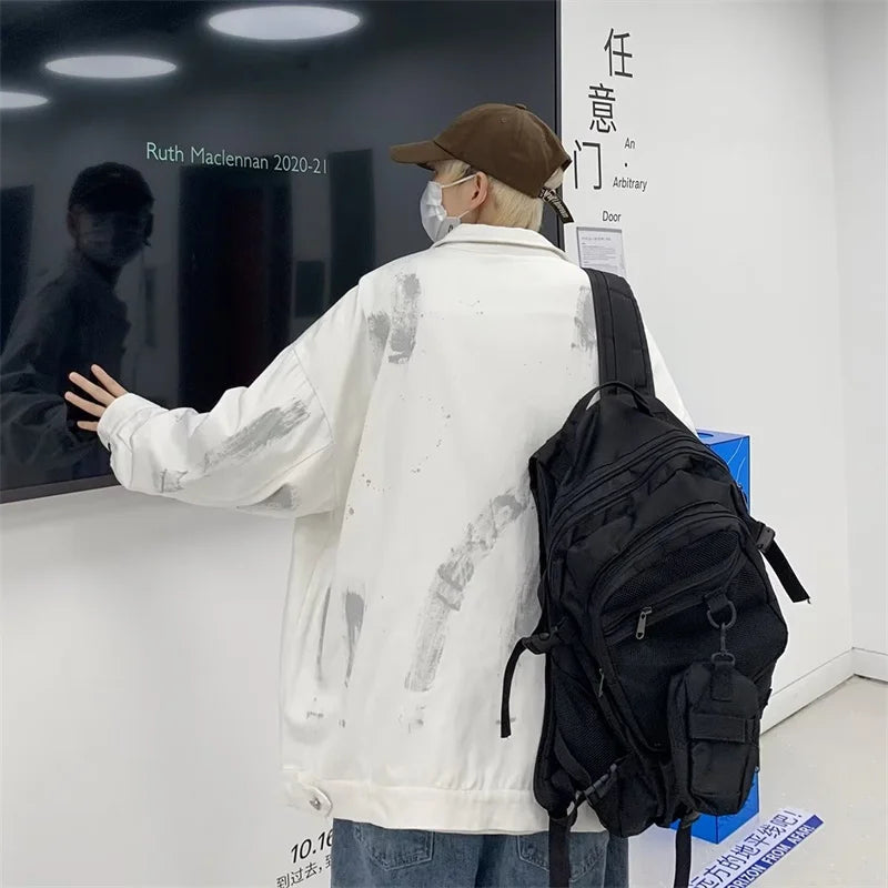 grunge oversized coat, photo-ready design, men's streetwear fashion, trendy oversized fit, urban techwear design, modern hip 