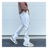 high street black white straight zipper becomes slightly flared denim jeans harajuku casual hip hop cashew flower jeans for men unique jeans style 4407