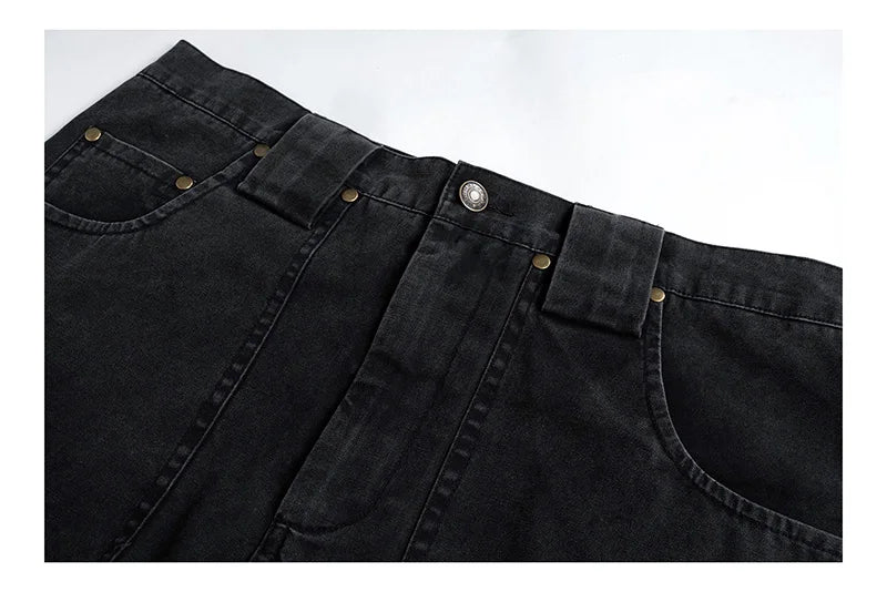 mens hip hip pants retro cargo pant streetwear side pockets bottom zipper harajuku joggers casual loose straight cotton trousers unique joggers style 3838