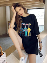 Gothic Aesthetic print tee – New Luxury Sweet Girl Giraffe Diamonds Crystals T Shirts Kor