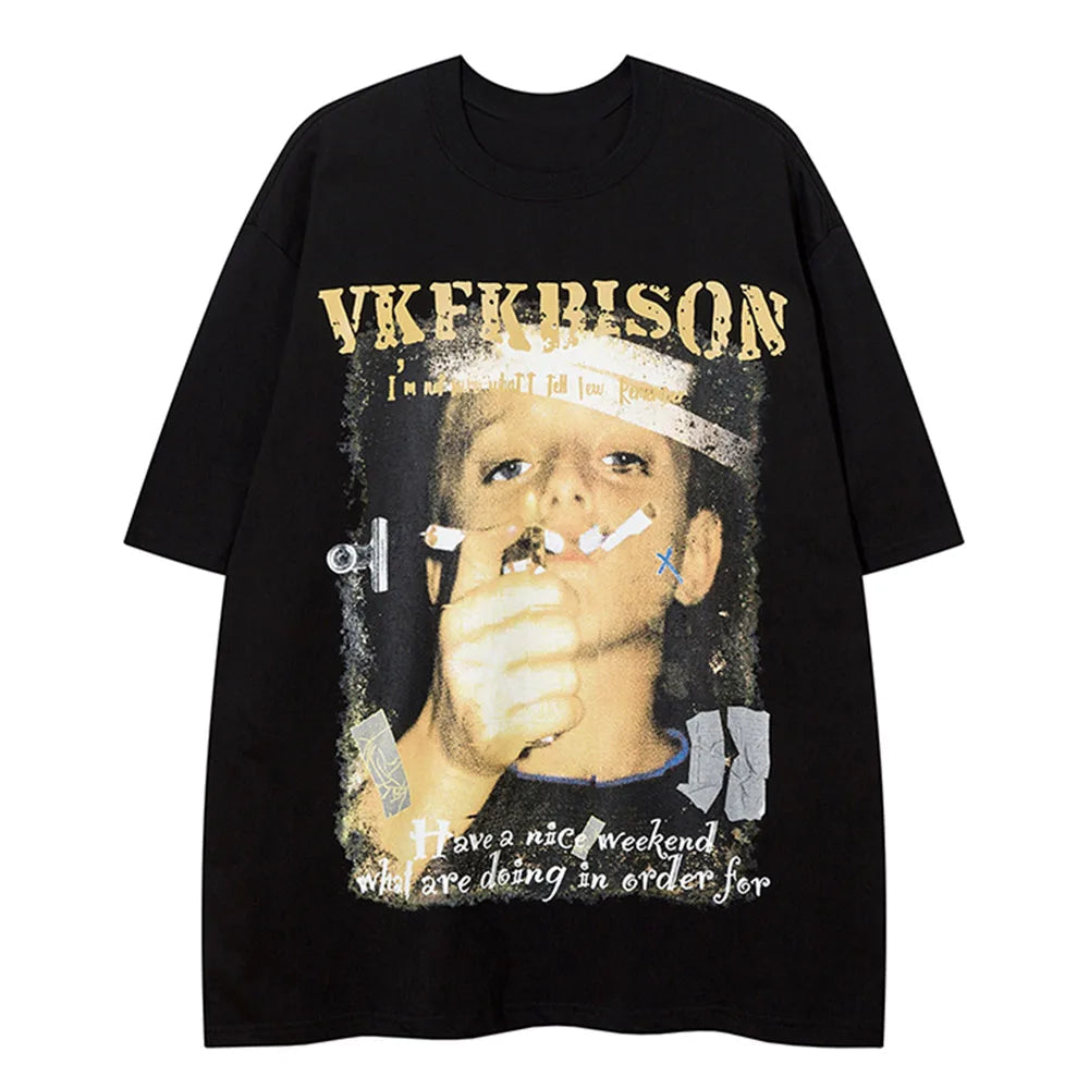 Cyberpunk Broken heart – Mens Hip Hop Oversized T Shirt Streetwear Cartoon Cool Boy G