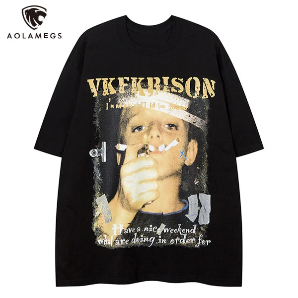 Cyberpunk Broken heart – Mens Hip Hop Oversized T Shirt Streetwear Cartoon Cool Boy G