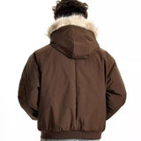 Winter American Street Hooded Parkas Mens New 2024 Thickened Trendy Fur Collar Cotton Jackets Warm Zipper Pocket Fluffy Coats