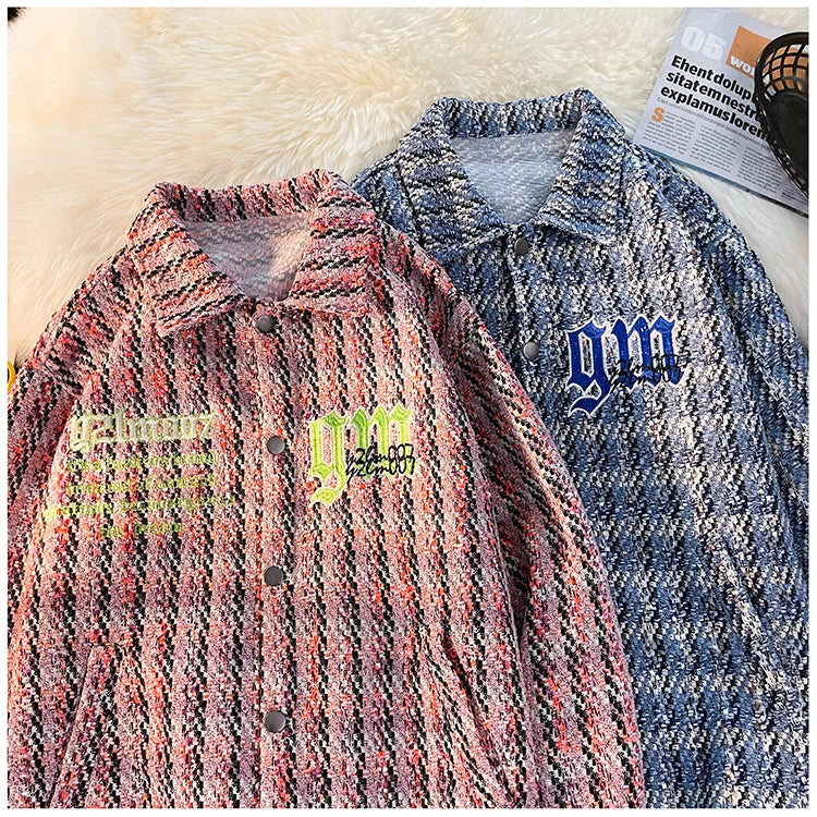 oversized fit image urban casual wear quality graphic everyday print streetwear style essential high hip fashion - unisex american-retro-plaid-jacket-korean-trend-couple-jackets-embroidery-design-unisex-outerwear-loose-plus-size-mens-coat design premium material style hop 21530d streetwear design ID 85143