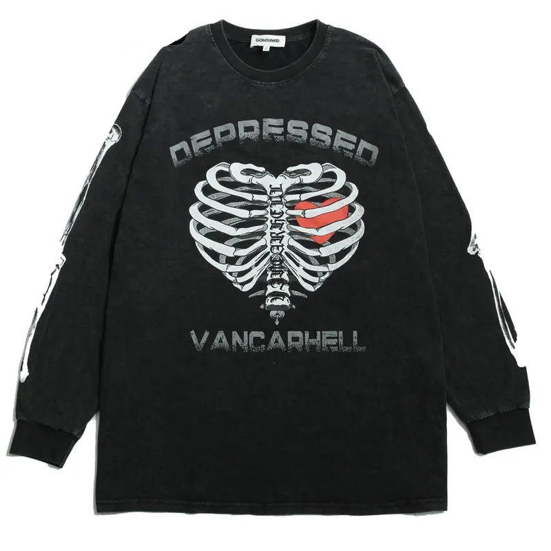 Skatercore Oversized shirt – Hip Hop Gothic Oversized T Shirts Streetwear Vintage Skull G