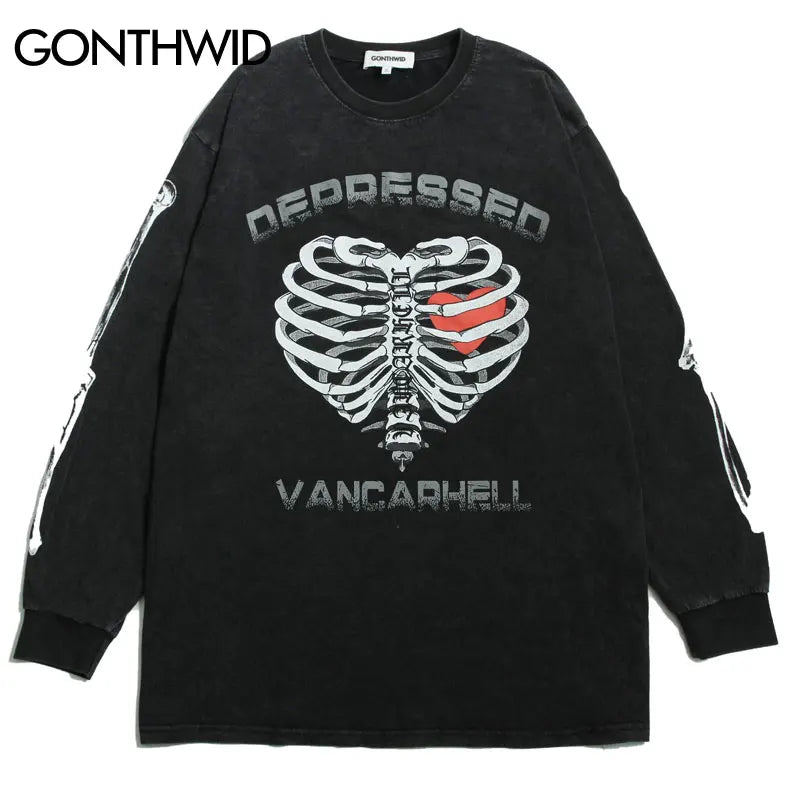 Skatercore Oversized shirt – Hip Hop Gothic Oversized T Shirts Streetwear Vintage Skull G