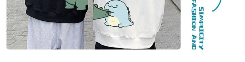 Black Hip Hop Couple Hoodie Men Women Lovers Sweatshirt Girl Cartoon T